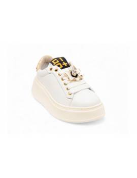 GIO PIU' SNEAKERS BIANCA CON FIORE ORO