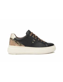 NERO GIARDINI SNEAKERS NERA LACCI LEOPAR