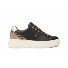 NERO GIARDINI SNEAKERS NERA LACCI LEOPAR