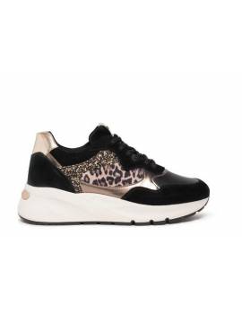 NERO GIARDINI SNEAKERS NERA E LEOPARD