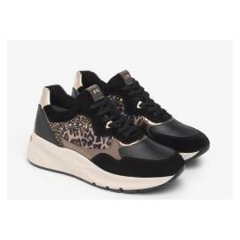 NERO GIARDINI SNEAKERS NERA E LEOPARD
