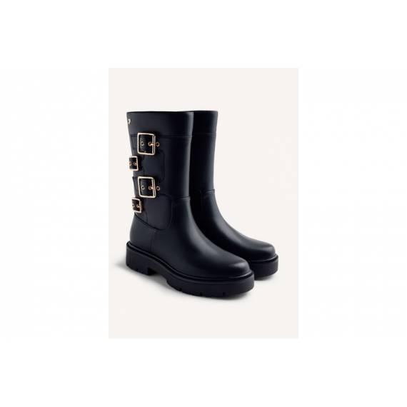 GIOSEPPO BIKER PELLE NERO CON FIBBIE ORO