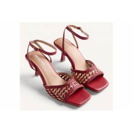 GIOSEPPO SANDALO CON TACCO INTRECCIATO ROSSO