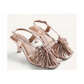 GIOSEPPO SANDALO CON TACCO E FRANGE ORO ROSATO