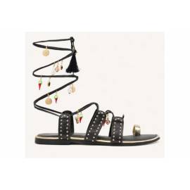 GIOSEPPO SANDALO NERO CON BORCHIE ORO