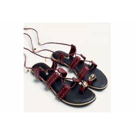 GIOSEPPO SANDALO IN PELLE CON BORCHI BURGUNDY