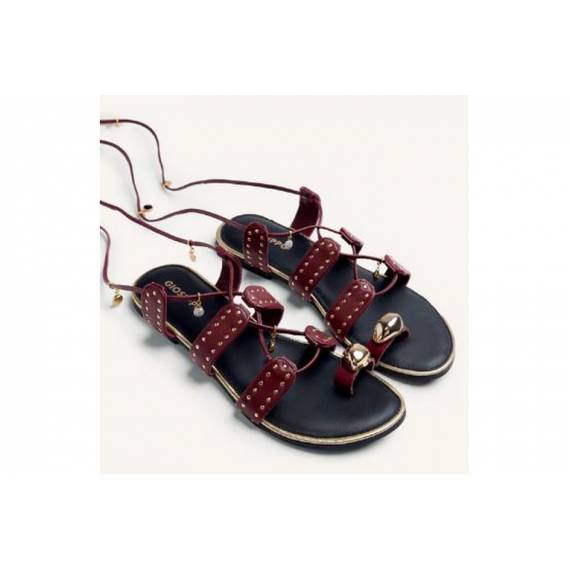 GIOSEPPO SANDALO IN PELLE CON BORCHI BURGUNDY