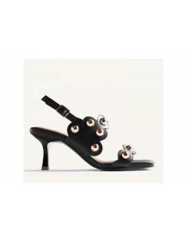 GIOSEPPO SANDALO NERO  CON TACCO CON BORCHIE