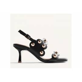 GIOSEPPO SANDALO NERO  CON TACCO CON BORCHIE