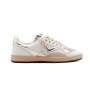 4B12 SNEAKERS DONNA BIANCA CON DETTAGLI PLATIMO E CAMOSCIO CAMEL