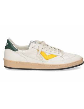 4B12 SNEAKERS UOMO BIANCA CON DETTAGLI GIALLO E VERDE