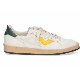 4B12 SNEAKERS UOMO BIANCA CON DETTAGLI GIALLO E VERDE