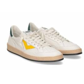 4B12 SNEAKERS UOMO BIANCA CON DETTAGLI GIALLO E VERDE