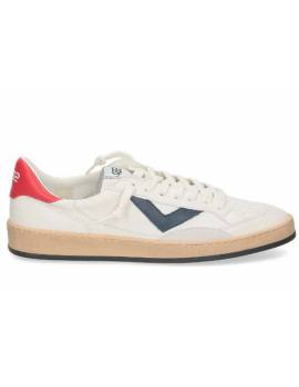 4B12 SNEAKERS UOMO BIANCA CON DETTAGLI ROSSO E BLU