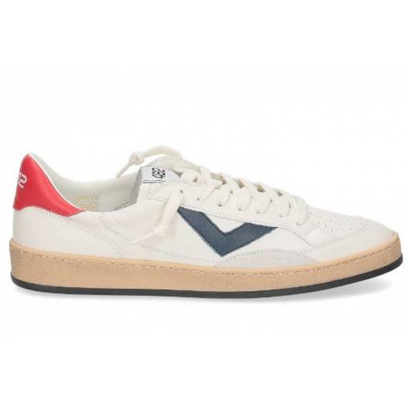 4B12 SNEAKERS UOMO BIANCA CON DETTAGLI ROSSO E BLU